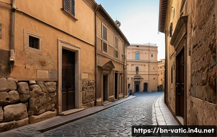 바티칸 시국과 도미니크 수도회 - **Vatican City's Historic Alleys and Art:**
    A picturesque, narrow cobblestone alleyway in Vatica...
