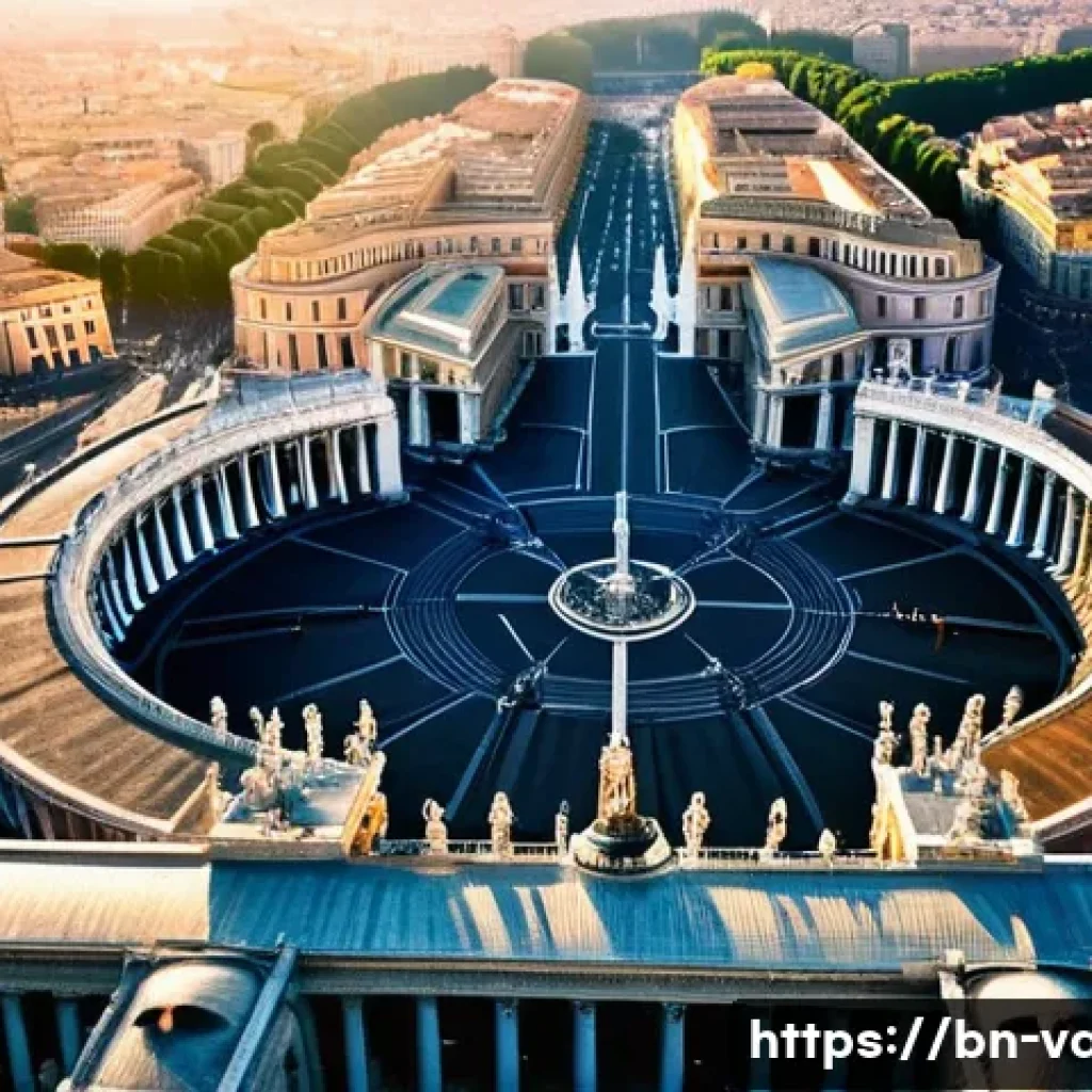 바티칸 시국과 다빈치 코드 소설 - A detailed aerial view of Vatican City showcasing its iconic architecture, including St. Peter’s Bas...