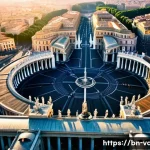 바티칸 시국과 다빈치 코드 소설 - A detailed aerial view of Vatican City showcasing its iconic architecture, including St. Peter&rsquo;s Bas...